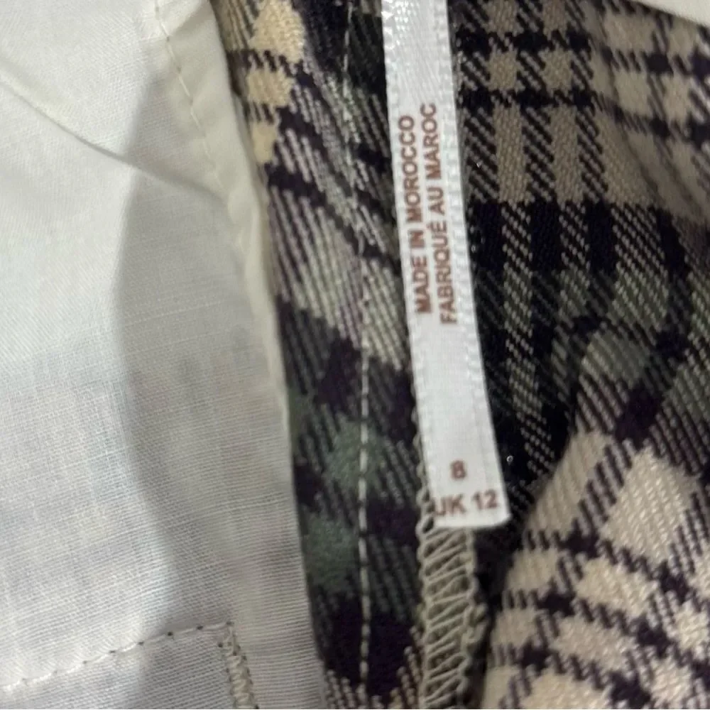 FREE PEOPLE PLAID PLEATED TROUSERS SIZE 8 New